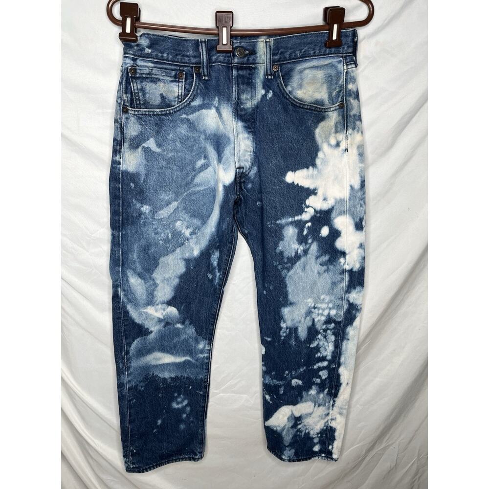 Levis 501 Button Fly Jeans White Oak Cone Denim Acid Wash Tag Size 32/30